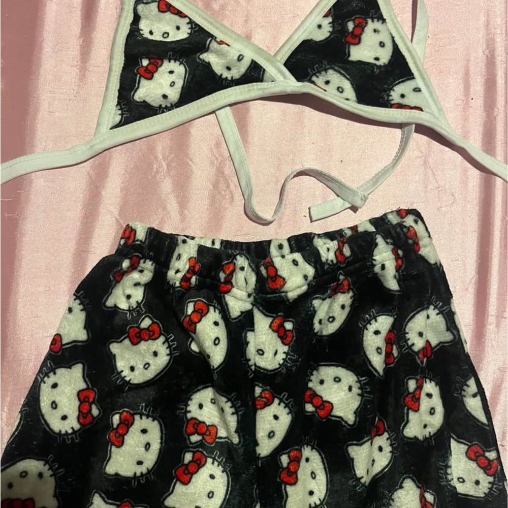 Hello Kitty Black and White Pajama Set with Red Accents